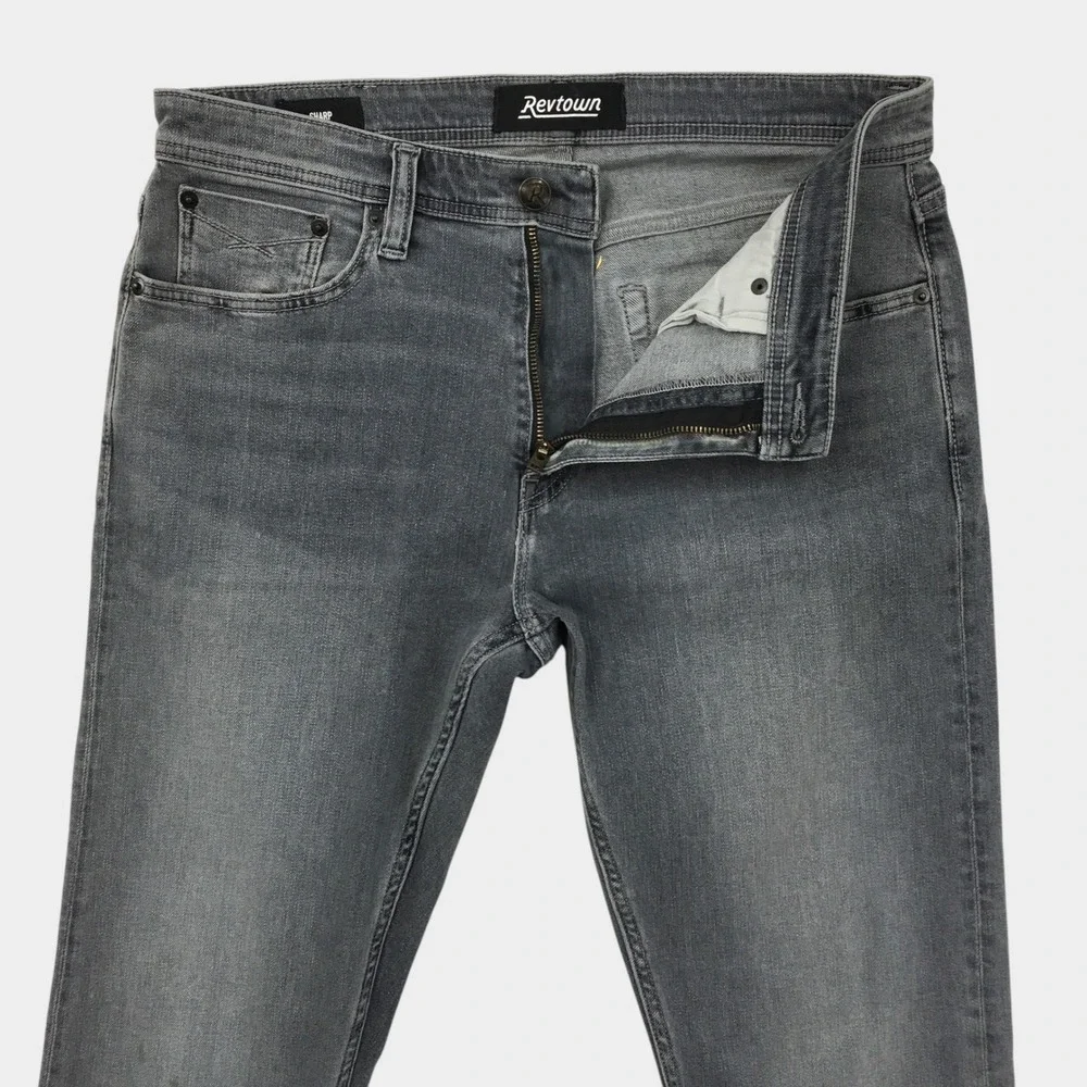 Revtown Sharp Decade Denim Jeans Mens 32x30 Gray Slim Straight Stretch Pants